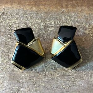 💜 Elegant Black and Gold Vintage Earrings